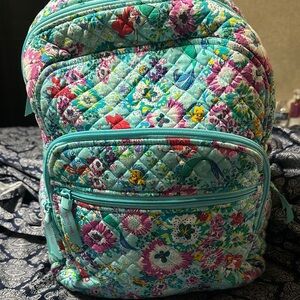 Vera Bradley Floral Quilted Backpack - Turquoise and Pink